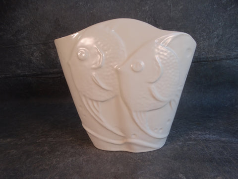 Catalina Pottery Deco Fish Vase in Ivory C640