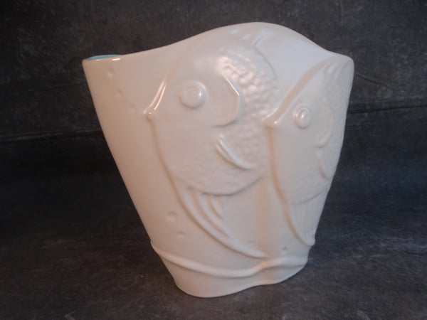 Catalina Pottery Deco Fish Vase in Ivory C640