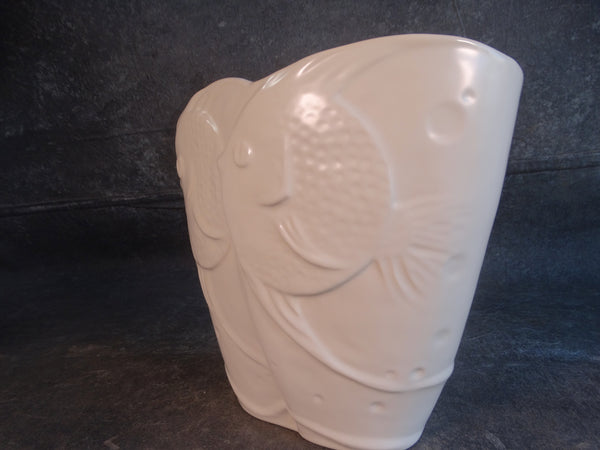 Catalina Pottery Deco Fish Vase in Ivory C640