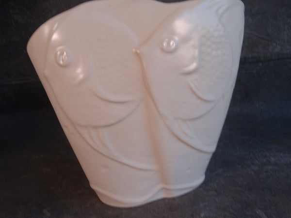 Catalina Pottery Deco Fish Vase in Ivory C640