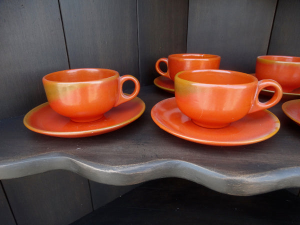 Catalina Island Pottery Red Clay Set of 6 Coffee Cups 7 Saucers in Toyon Red C642