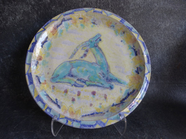 Kurt Feuerriegel (Frohburg) Antelope or Gazelle Hand Painted Stoneware Plate