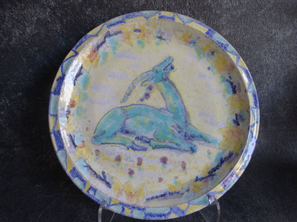 Kurt Feuerriegel (Frohburg) Antelope or Gazelle Hand Painted Stoneware Plate