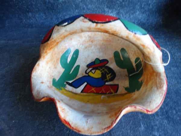 Olvera Street Ware Pottery Basket - Man with Cactus - CA2088