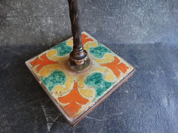 Spanish Revival D & M Tile and Wrought Iron Smoking Stand CA2106
