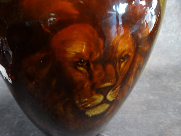 Roseville Rozane Vase Lion painted by J.S. c 1900 CA2111