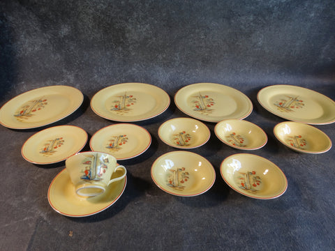 Assortment of Edwin M Knowles China Co. Tijuana Pattern Plates and Bowls CA2155