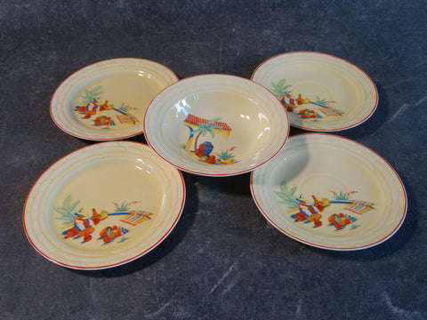 Edwin M Knowles Tijuana Pattern Set of 1 Bowl And 4 Plates CA2160