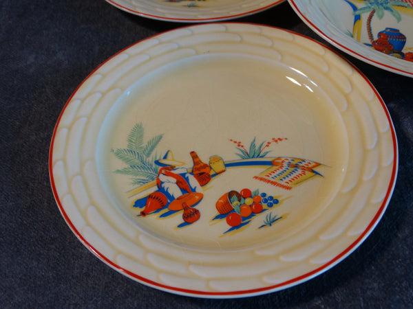 Edwin M Knowles Tijuana Pattern Set of 1 Bowl And 4 Plates CA2160