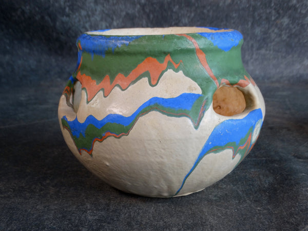 Ozark Roadside Pottery - Blue/Green/Orange/Taupe Strawberry Pot CA2184