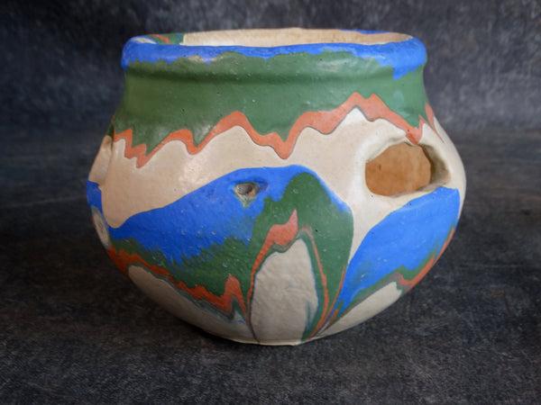 Ozark Roadside Pottery - Blue/Green/Orange/Taupe Strawberry Pot CA2184