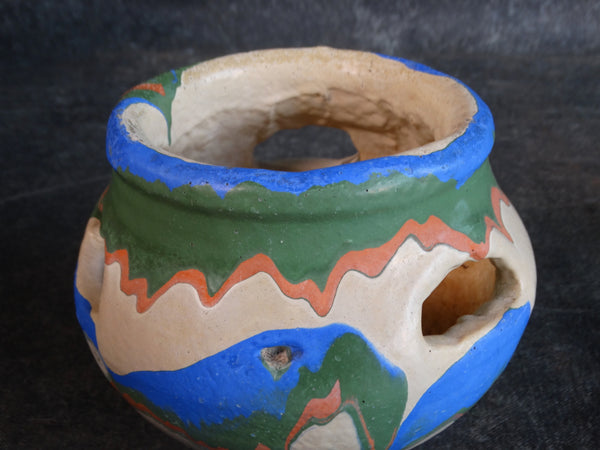 Ozark Roadside Pottery - Blue/Green/Orange/Taupe Strawberry Pot CA2184