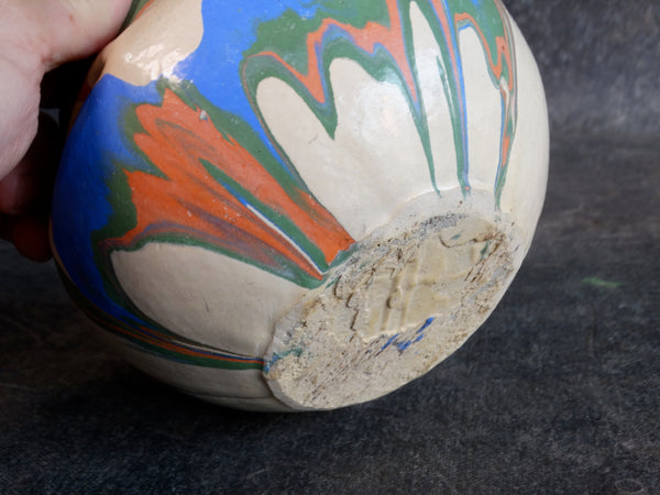 Ozark Roadside Pottery - Blue/Green/Orange/Taupe Strawberry Pot CA2184