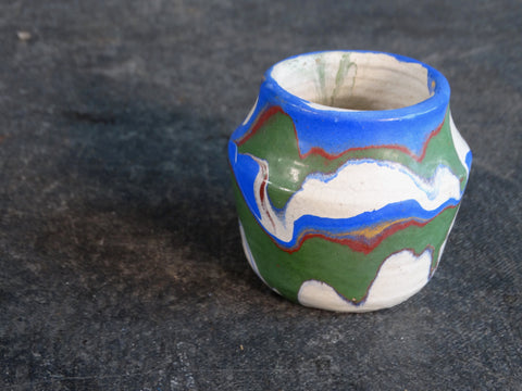 Ozark Roadside Pottery Rare Early Form Blue/Green/White/Brick CA2194