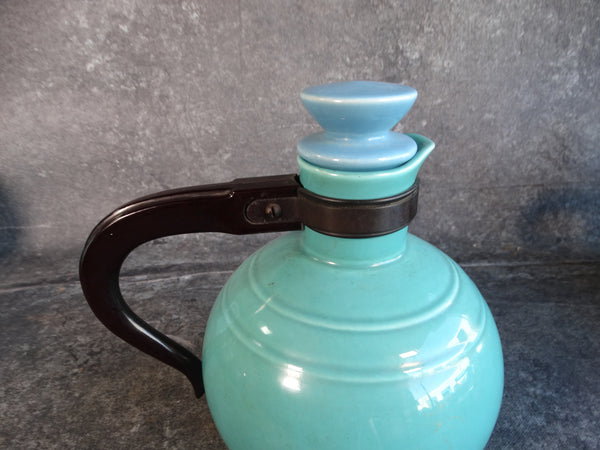 Vernon Kilns Early California Carafe with Bakelite Handle, in Green with Blue Stopper CA2259