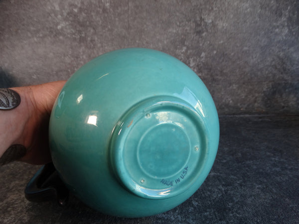 Vernon Kilns Early California Carafe with Bakelite Handle, in Green with Blue Stopper CA2259