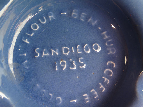 Ben-Hur Coffee & Globe Flour Patio San Diego 1935 Promotional AshtrayCA2274