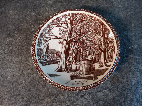 Vernon Kilns Rockwell Kent Our America Maple Syruping 6 1/4" Plate in Brown CA2330