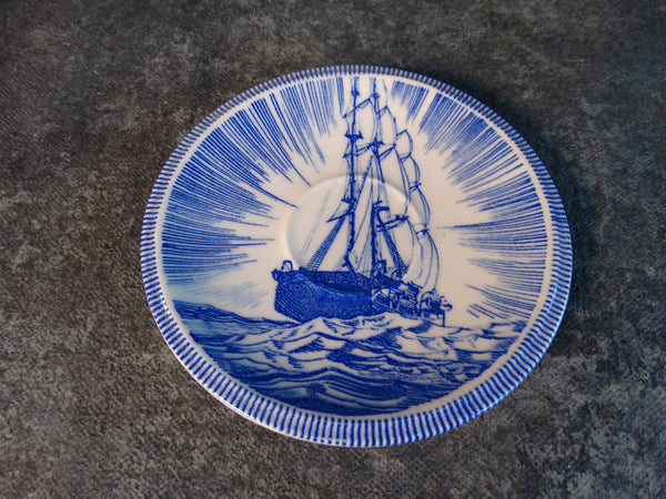 Vernon Kilns Rockwell Kent Moby Dick 5 3/4" Demi-Tasse Saucer in Blue CA2333