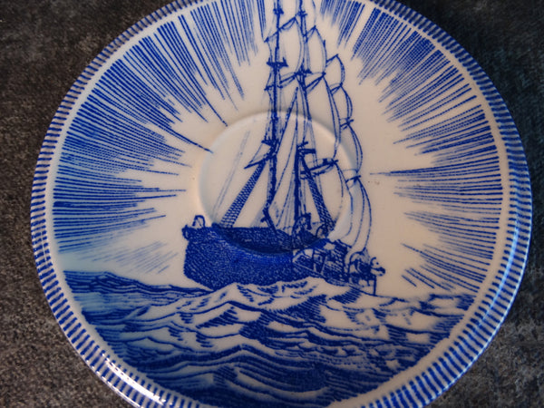 Vernon Kilns Rockwell Kent Moby Dick 5 3/4" Demi-Tasse Saucer in Blue CA2333