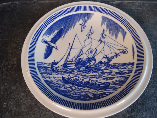 Vernon Kilns Rockwell Kent Moby Dick Experimental Test  Plate 10 1/2" In Dark Blue CA2338