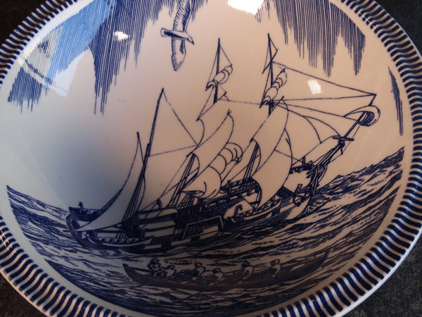 Vernon Kilns Rockwell Kent Moby Dick Large Bowl in Blue CA2341