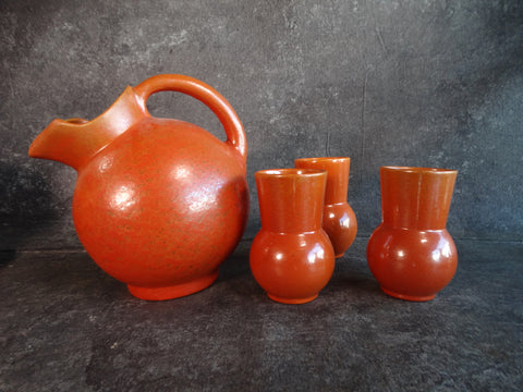 Pacific 9" Ball Pitcher with 3 Tumblers in Apache Red CA2350