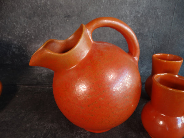 Pacific 9" Ball Pitcher with 3 Tumblers in Apache Red CA2350