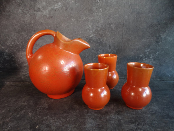 Pacific 9" Ball Pitcher with 3 Tumblers in Apache Red CA2350