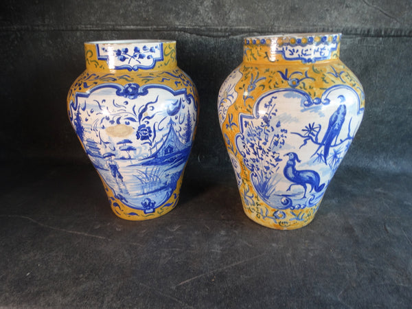 Pair of Hand-thrown Spanish Urns ina Chinoiserie style 1950s CA2377