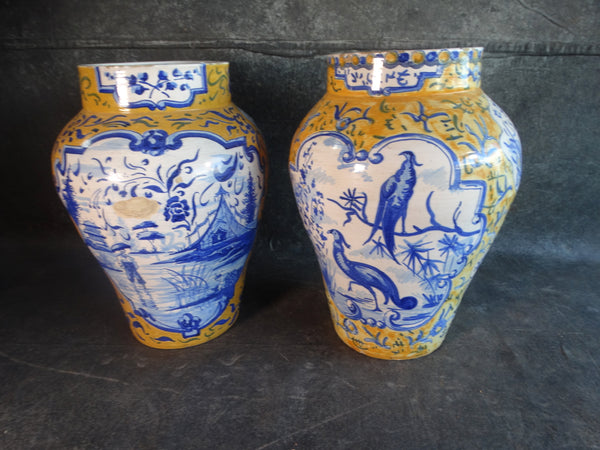 Pair of Hand-thrown Spanish Urns ina Chinoiserie style 1950s CA2377