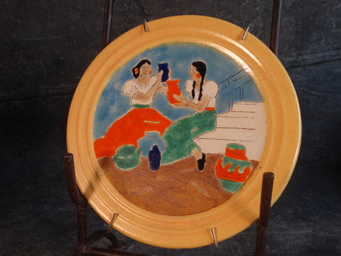 San Jose Pottery Plate - Two Women, Buying and Selling Pots CA2408