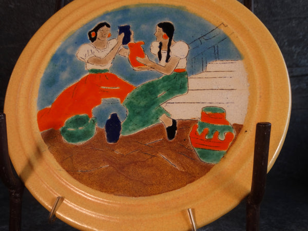 San Jose Pottery Plate - Two Women, Buying and Selling Pots CA2408