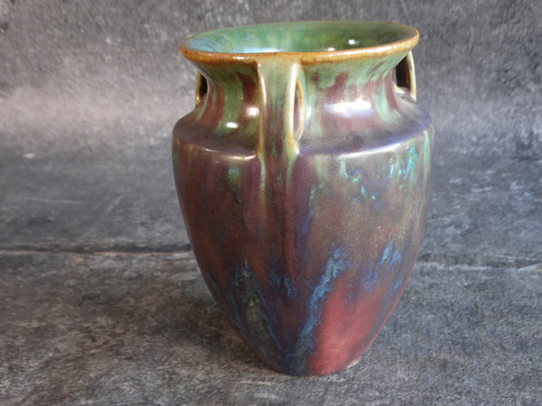 Fulper Four-Handled Vase in Four Color Glaze CA2455