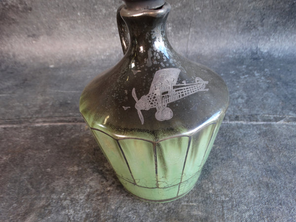 Fulper Spirit of St. Louis Music Bottle with Silver Overlay CA2458