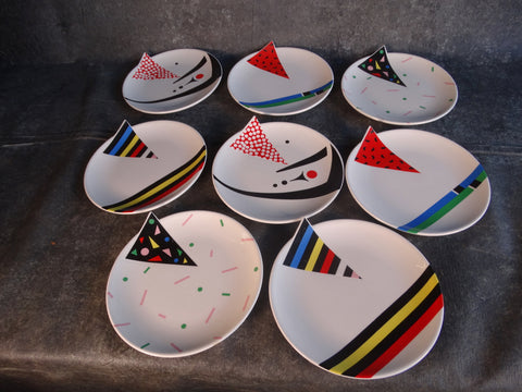 Fujimori Post-Modern 1980s Alpha-3 8-piece Ceramics Set of Plates for Kato Kogei CA2461