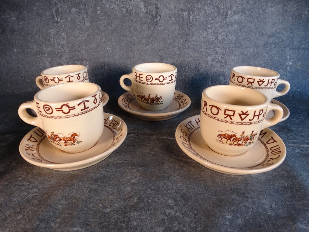 Wallace Westward Ho Rodeo Western Theme Coffee Cup - Set of 3