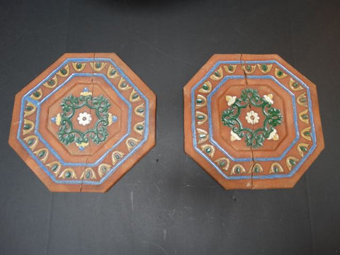Spanish Pottery Tile & Brick Pair of Tiles