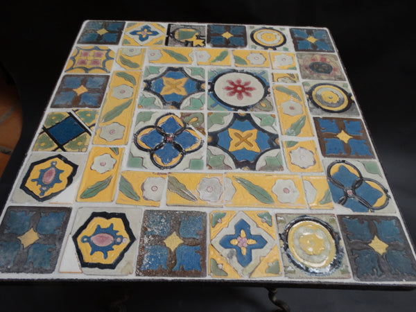 Malibu Vintage Speciment Tile Square Table in Monterey Base.