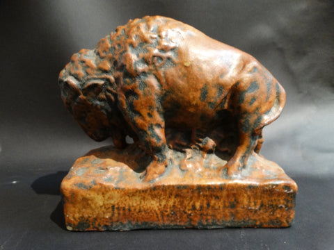 American Bison Pottery Sculpture c 1920s