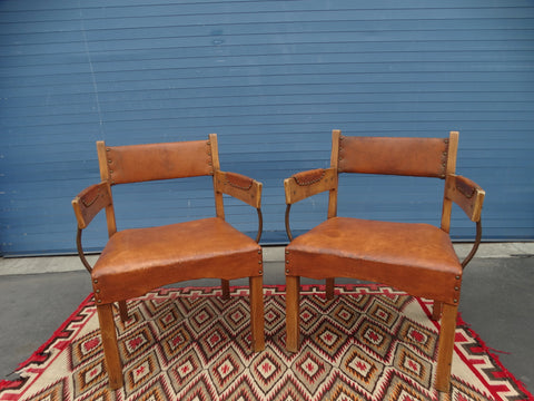Monterey Cowboy Side Chairs Smokey Maple with Leather Seats, Backs and Armrests  F5000