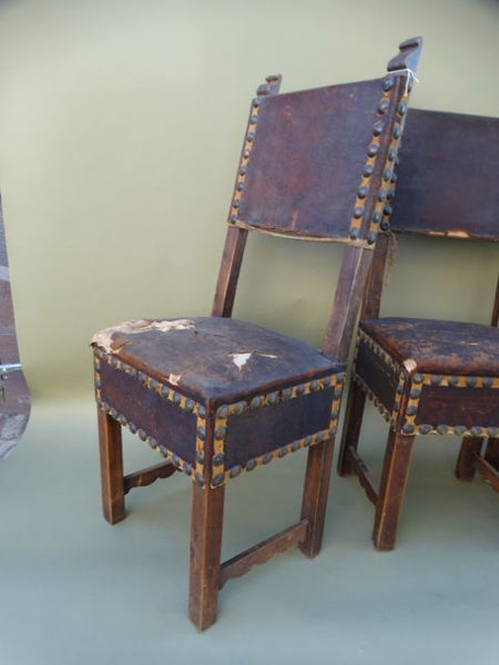 Spanish Colonial Mexican Colonial Santa Barbara Mission Chairs, set of 4 F1332