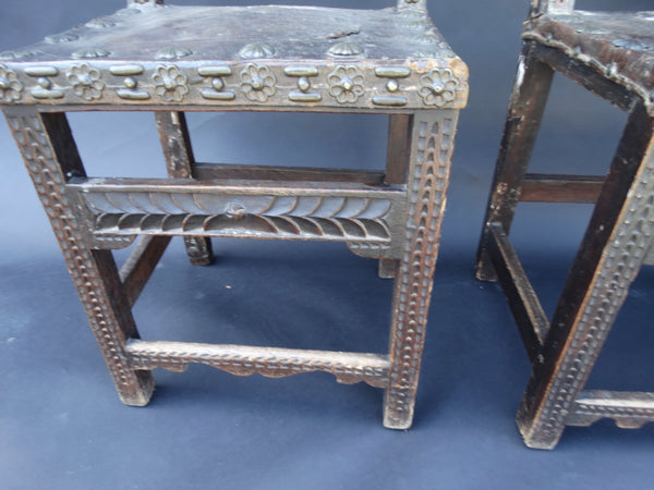 Spanish Colonial 18th Century Pair of Chairs