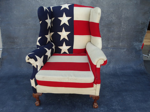 Betsey Ross Flag Wing Chair c 1920s