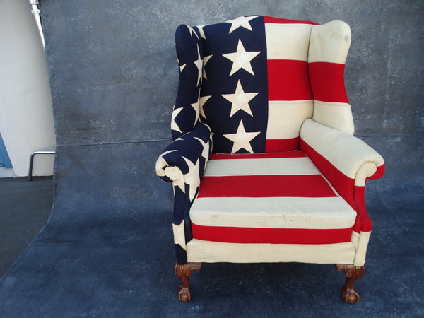 Betsey Ross Flag Wing Chair c 1920s