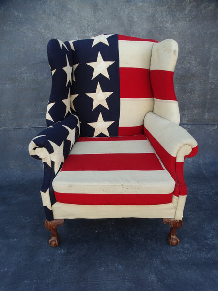 Betsey Ross Flag Wing Chair c 1920s