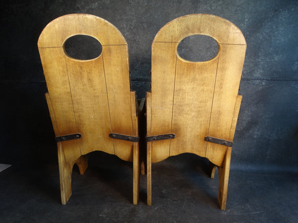 Pair of Monterey Monk's Chairs in Original Straw Ivory Finish F2250