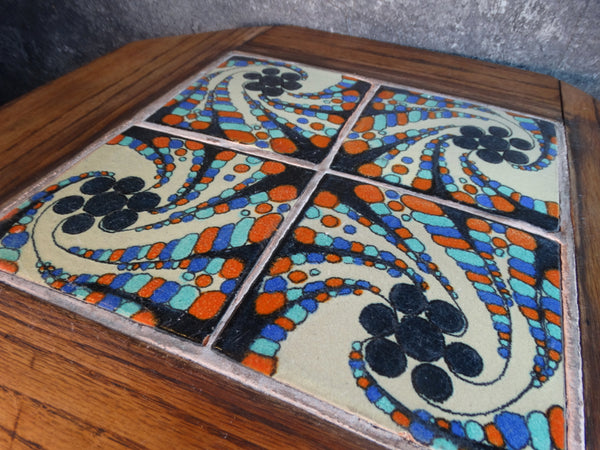 Hispano-Moresque Tile Table - 1920s Spanish Revival Hexagonal Base F2261