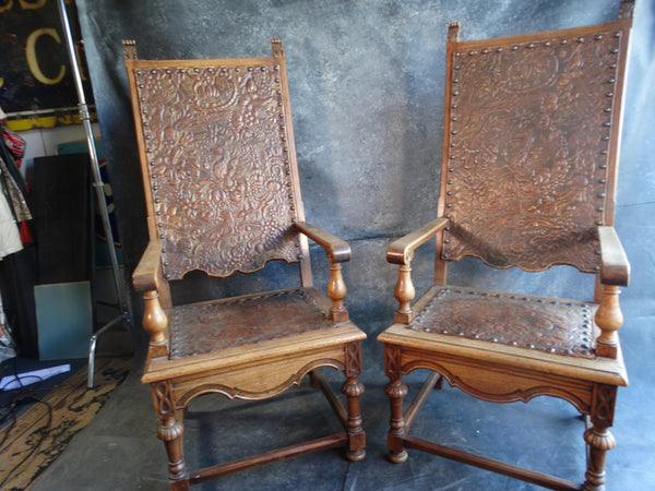 Pair of Spanish Revival High-Backed Armchairs 1920s F2340