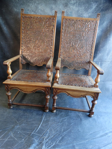 Pair of Spanish Revival High-Backed Armchairs 1920s F2340